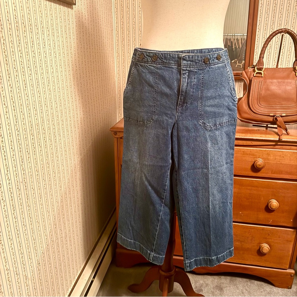 Talbots Blue Wide Leg Cropped Jeans